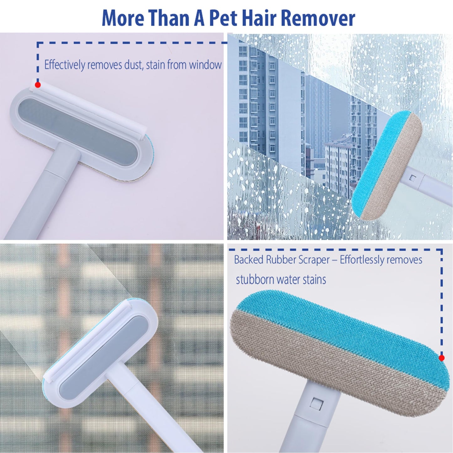 HappyLong Pet Hair Remover for Furniture, Reusable, Washable Lint Brush for Dog and Cat Hair - 17.3Inch Extendable, Gentle on Couches, Carpets, Clothes, Bedding