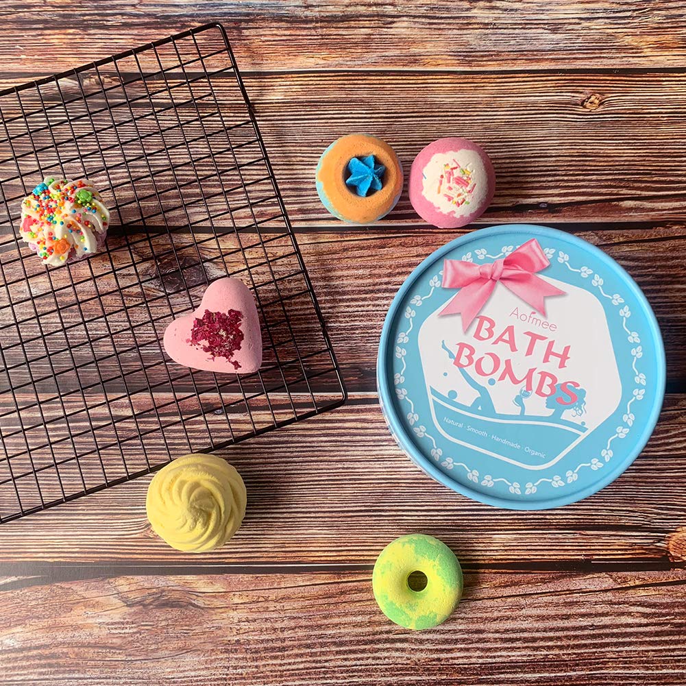 Aofmee Bath Bombs, 6pcs Bubble Bath Bomb for Girls, Handmade Fizzies Bathbombs for Women, Natural Organic Kids Spa Kit, Non Toxic Bath Kit for Teens, Gift Set for Birthday Christmas Easter