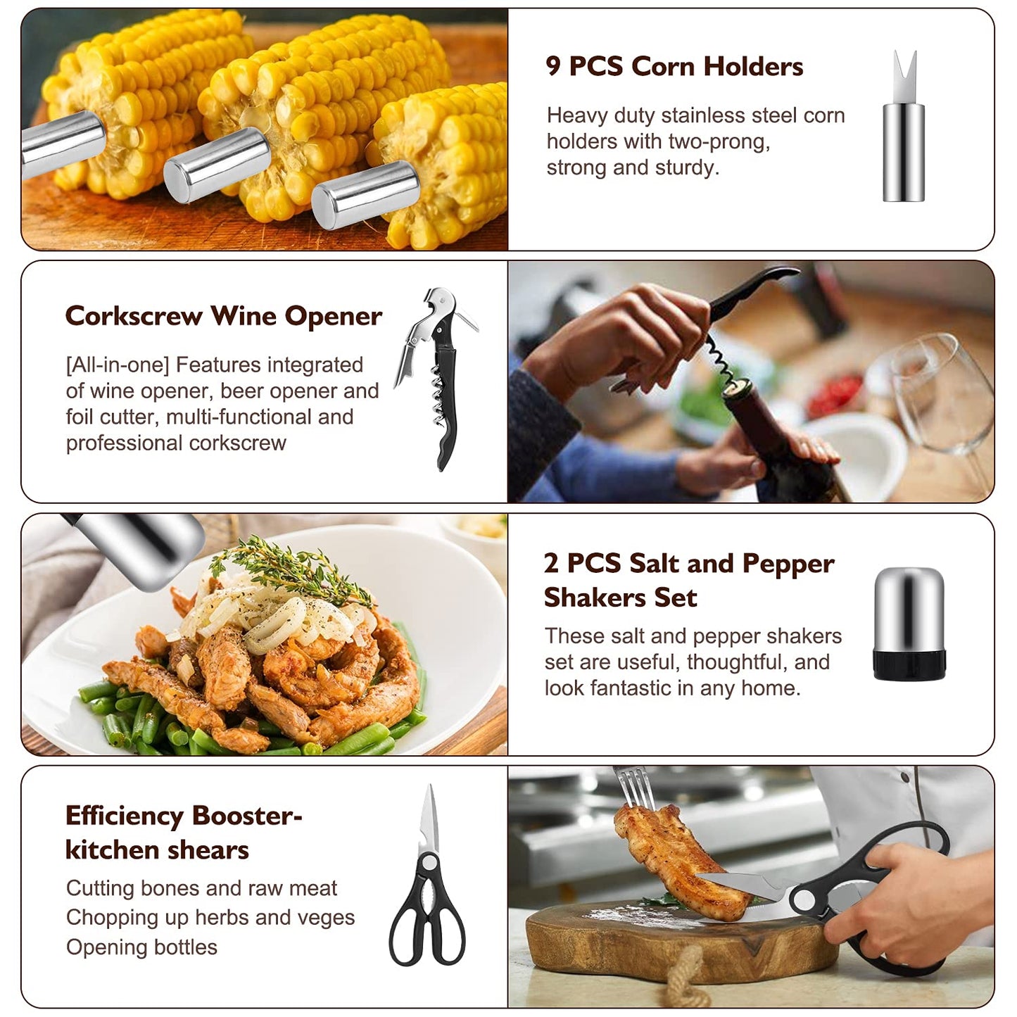 Birald Grill Set, Grilling Gifts for Men, 34PCS BBQ Tools Accessories for Outdoor Grill with Aluminum Case, Spatula,Tongs &Skewers,Smoker Accessories for Birthday, Dad, Wedding