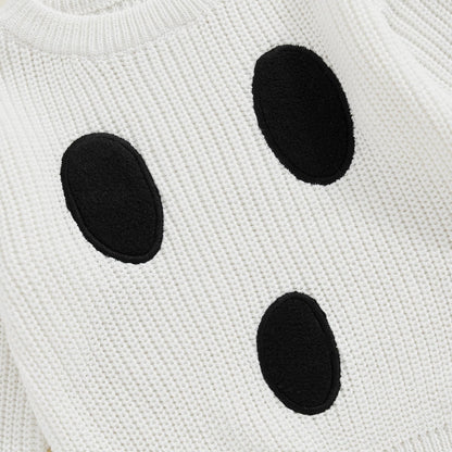 Afunbaby Baby Girl Boy Knit Sweater Blouse Pullover Sweatshirt Warm Crewneck Long Sleeve Tops for Infant Toddler (White Halloween Ghost, 12-18 Months)