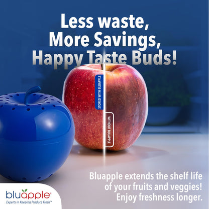 Bluapple Produce Saver Ethylene Gas Absorber 2-Pack - Keeps Fruits & Vegetables Fresh Longer in Refrigerator Crisper, Shelves, & Fruit Bowls, Lasts up to 3 Months, Produce Storage, BPA Free, USA Made