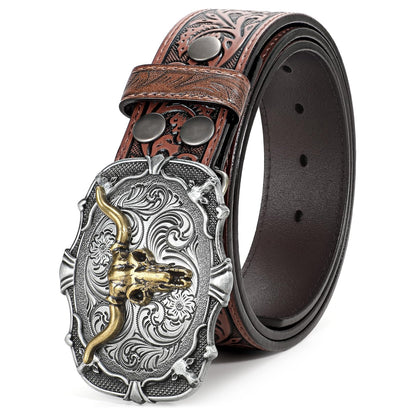 BELTROAD Western Leather Buckle Belt for Men Women Cowboy Cowgirl Mens Leather Belt for Jeans Christmas Men's Belt Gifts