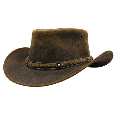Australian Leather Cowboy Hat Bush Aussie Style Summer Western Outback Tan Cowgirl Halloween Costume Hat