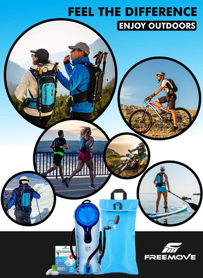 2L Hydration Bladder & Cooler Bag > Keeps Drink Cool & Protects Bladders > Leak Proof Camel Water Pack for Backpack > Tasteless & BPA Free TPU Material, Quick Release Insulated Tube with On/Off Valve
