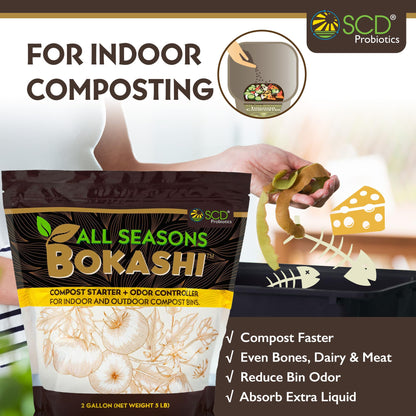 All Seasons Bokashi 5.5 lb Compost Starter - Dry Bokashi Bran for Kitchen Compost Bin, Composts Food, Garden and Pet Waste, Controls Bad Odors by SCD Probiotics