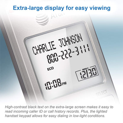 AT&T EL51203 2 Handset DECT 6.0 Cordless Home Phone Full-Duplex Handset Speakerphone, Backlit Display, Lighted Keypad, Caller ID/Call Waiting, Phonebook, Eco Mode, Voicemail Key, Quiet Mode,Intercom