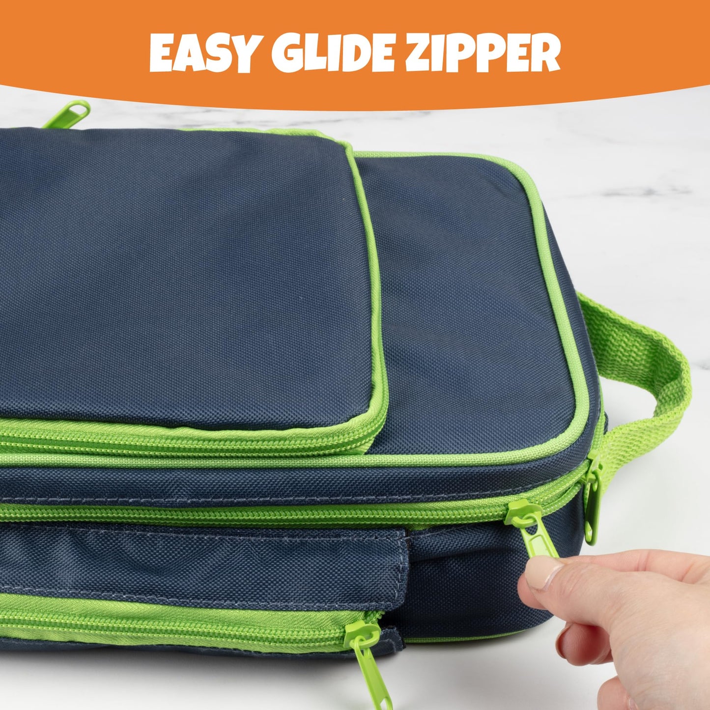 Insulated Lunch Box w Snack Pocket & Water Bottle Holder-Girls or Kids School Lunchbox Tote Keeps Food Hotter or Colder Longer-Reusable Bag Fits Most Bento Boxes Ice Packs Nesting Container-Blue Green