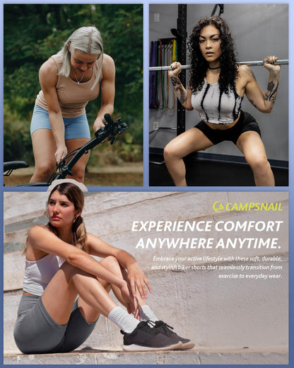 CAMPSNAIL 4 Pack Biker Shorts for Women High Waist - 3"/5"/8" Tummy Control Soft Athletic Yoga Workout Running Gym Shorts