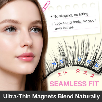 CALAILIS Magnetic Eyelashes with Applicator Upgrade Soft Magnetic Lashes Natural Look Reusable No Glue or Eyeliner Needed Easy to Wear and Remove (RC02)