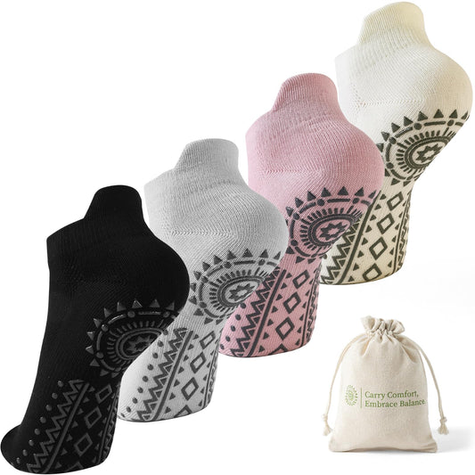 BISOUSOX Grip Socks Pilates Socks, Grippy Sock Woman Yoga Slipper Non Slip Ankle Sticky Sock Barre Ballet Hospital