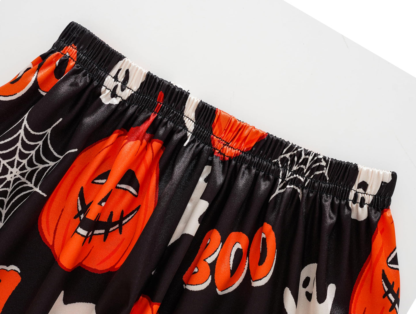 Hupohoi Unisex Kids Boys and Girls Pajama Sets Summer Short Sleeve Long Pants 2pcs Silky Sleepwear Button Down Loungewear, Pumpkin, 10