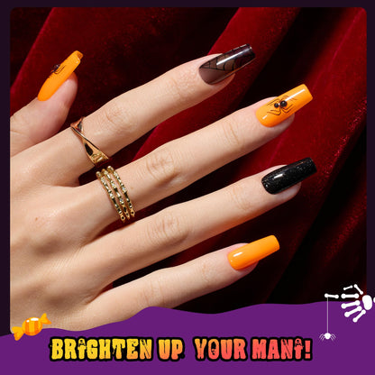 Beetles Halloween Gel Nail Polish Set - Hocus Pocus 6 Colors Gel Polish Kit, Orange Green Purple Black Red Glitter Fall Colors, Soak Off Nail Lamp UV LED Cured Nail Art Design Manicure Gift for Women