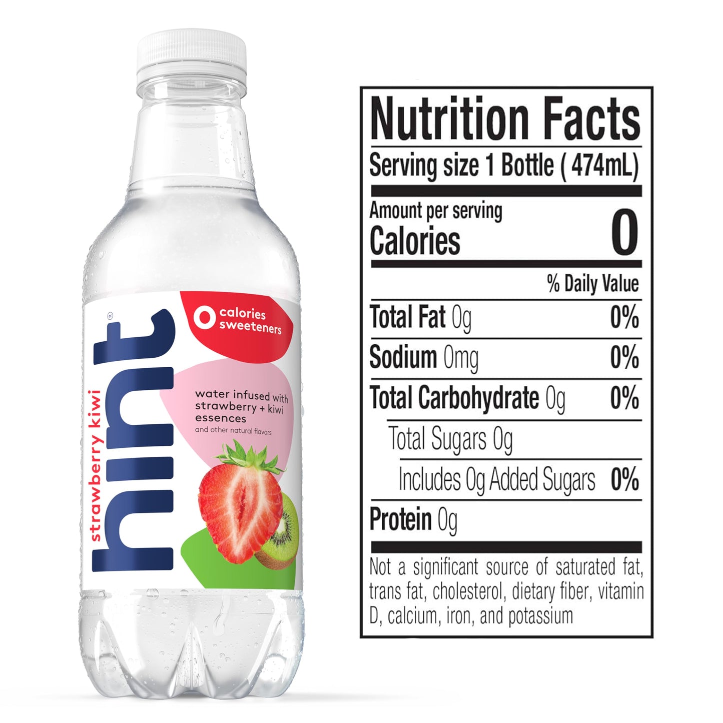 Hint Fruit-Infused Bottled Water, Strawberry Kiwi - Sugar Free Flavored Water with Zero Calories, Naturally Flavored, and No Artificial Sweeteners - 16 Fl Oz (Pack of 12)