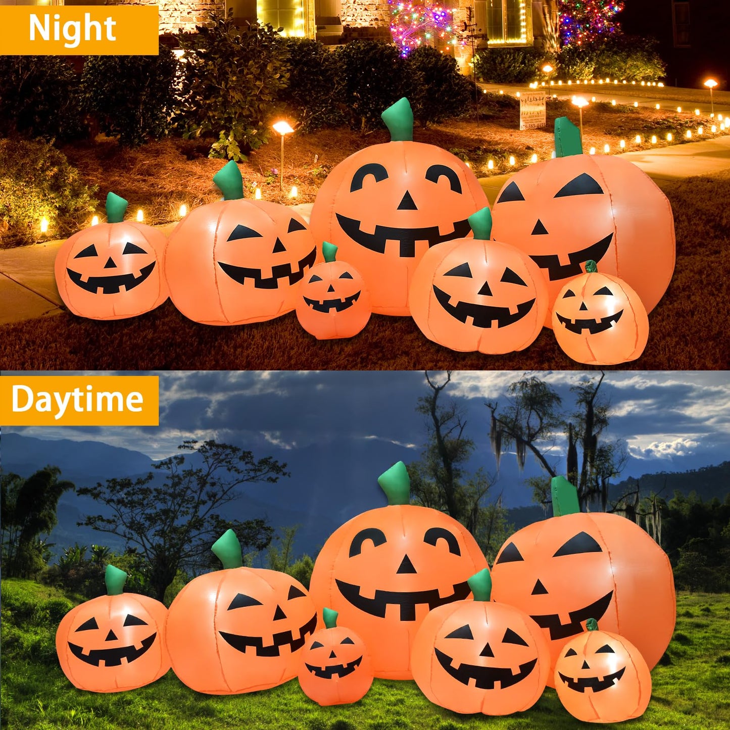 BREONLY 8.5FT Halloween Inflatables Pumpkins Decoration, Outdoor Halloween Blow Up Decorations for Yard, LED Lights Hocus Pocus Inflatable Outdoor Holiday Garden Lawn Decor