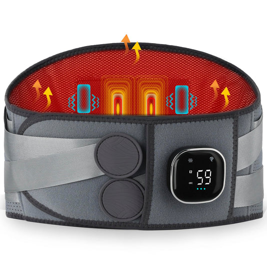 ALLJOY 67" Cordless Heating Pad for Back Pain Relief FSA HSA Eligible, Birthday Gifts for Women Men Mom Dad, Portable Lower Back Massager with 3 Heat 5 Vibration, Lock Screen Supported