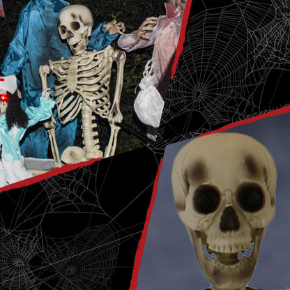 Haunted Hill Farm Life-Size Scary Skeleton Prop, Poseable, Battery-Operated Indoor or Covered Outdoor Halloween Decoration