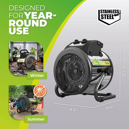 Bio Green PAL 2.0/USDT Palma Greenhouse Heater incl. Digital Thermosta, 11 x 8 x 12.5" / 280 x 195 x 315 mm