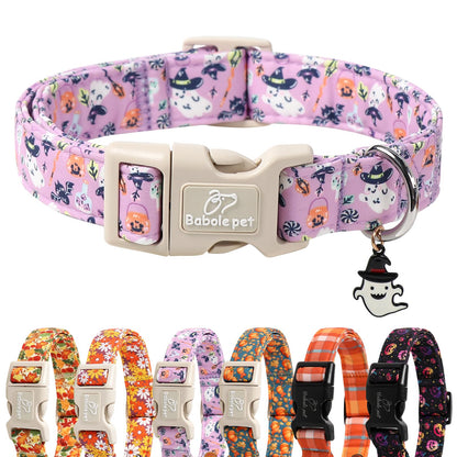 Babole Pet Halloween Dog Collar Cute Wizard Ghost Puppy Collar - Light Comfortable Adjustable Pet Collars for Small Medium Large Girl Boy Dogs S
