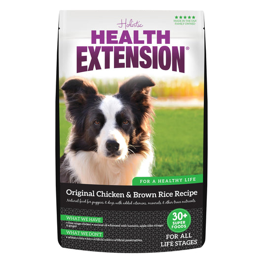 Health Extension Original Chicken & Brown Rice Dry Dog Food (30 lb / 13.61 kg) - Protein-Packed Formula with Probiotics, Omega 3 for Holistic Health in Dogs of All Life Stages