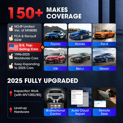 Autel Scanner MaxiCOM MK808S: 2025 Bidirectional Tool as MK808BT Pro MX808S M808Z, Function as MaxiCheck MX900, 28+ Service, Active Test, All System Diagnose, Injector Coding, FCA Autoauth Android 11