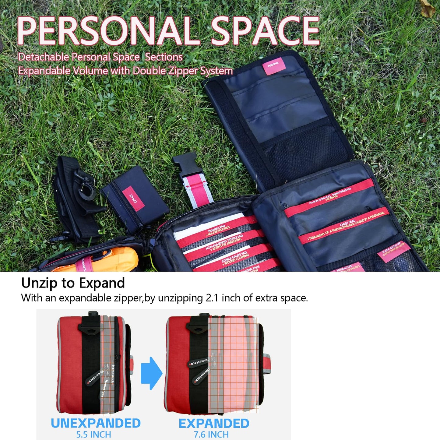 Advanced Comprehensive First Aid Kit with Well Organized Labelled Compartments Removable MOLLE System First Aid Trauma Kits for Car, Home,Camping, Office and etc.-401 Piece