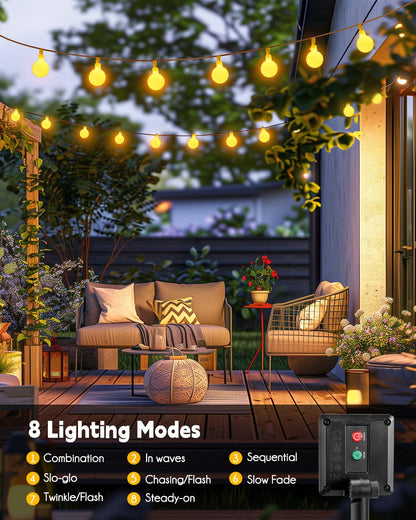 Brightown Solar Lights Outdoor Waterproof, 19.6Ft 60 LED Globe Solar String Lights for Outside, 8 Modes Outdoor Solar Lights for Yard Balcony Patio Tree Canopy Party (Warm White)