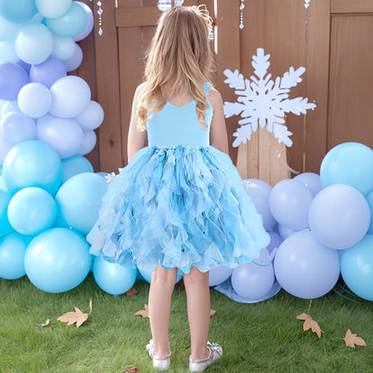 Blue Tutu Dress for Girls Birthday Party Kids Sparkly Sequin Tulle Fancy Fairy Princess Dress for Toddler Girls Prom Sneaker Ball Gowns Pageant Wedding Formal Graduation Halloween Costume 10T