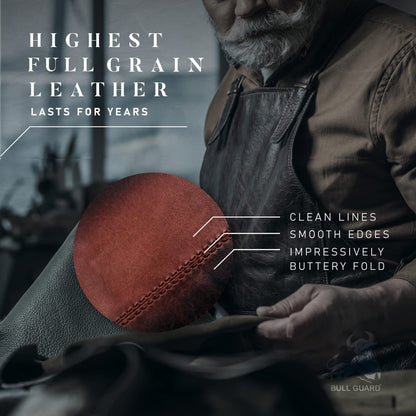 BULL GUARD Rfid Leather Wallet | The Respected Gentlemans Bifold Slim for Men | Travel Secure RFID Blocking | Mens Full Grain Leather Wallet with Removable ID Credit Card Holder