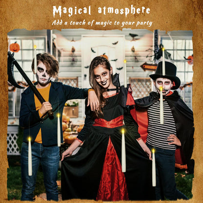 Boribim 20PCS Floating Candles with Wand, Magic Hanging Candles, Flickering Warm Light LED Taper Flameless Candles with Wand Remote, Battery Operated Window Candle for Halloween Decorations Best Gift