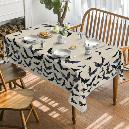 Horaldaily Halloween Tablecloth 60x84 Inch Rectangular, Bats Washable Table Cover for Party Picnic Dinner Decor