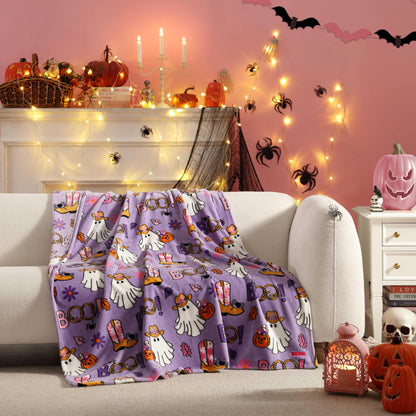 Betsey Johnson - Blanket, Buttery-Soft Throw Blanket for Couch or Bed, Boldly Plush & Oversized Bedding, Halloween Decor (Howdy Ghouls Purple, 50" x 70")