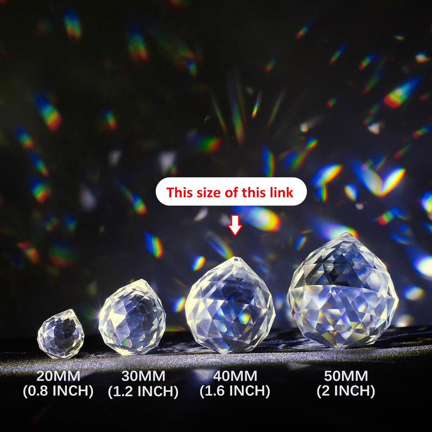 40mm 10Pack Crystal Ball Prism 1.57 Inch Decorative Ball for Chandelier Window Suncatcher Rainbow Maker