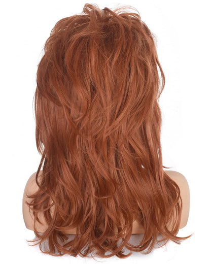 AMZCOS 80s Women Beehive Wig Long Wavy Ginger Bouffant Synthetic Hair Wigs for Married Housewife Big Red Vintage Costume Cosplay Halloween Party