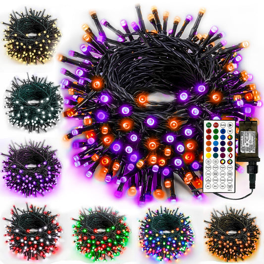 Albelt Smart Color Changing Halloween Lights, Christmas Decoration Lights with Remote & Timer, 66 FT 200 LED RGB Twinkle Fairy String Light Waterproof for Indoor Outdoor Fall Xmas Tree Decor
