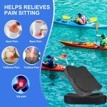 Airllantry Thicken 19.7in Seat Cushion, Gel Seat Cushion for Long Sitting–Office Chair, Wheelchair, Car Cushion, Large Cooling Pad for Back Pain, Sciatica, Tailbone Pain Relief