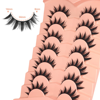 Winifred False Eyelashes - Anime Wispy Cat Eye Natural Spiky Thick Manga Lashes for Cosplay