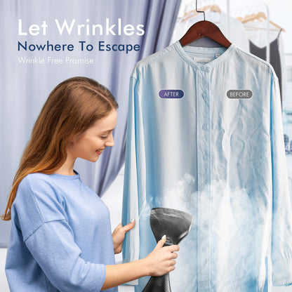 BEAUTURAL Steamer for Clothes, Upgraded 1800W High Power with Ceramic Heat-Up Plate, 2-Level Steam, 35 Seconds Preheating, 240ml Big Capacity, Removing Stubborn Wrinkles and Creases (Only for 120V)