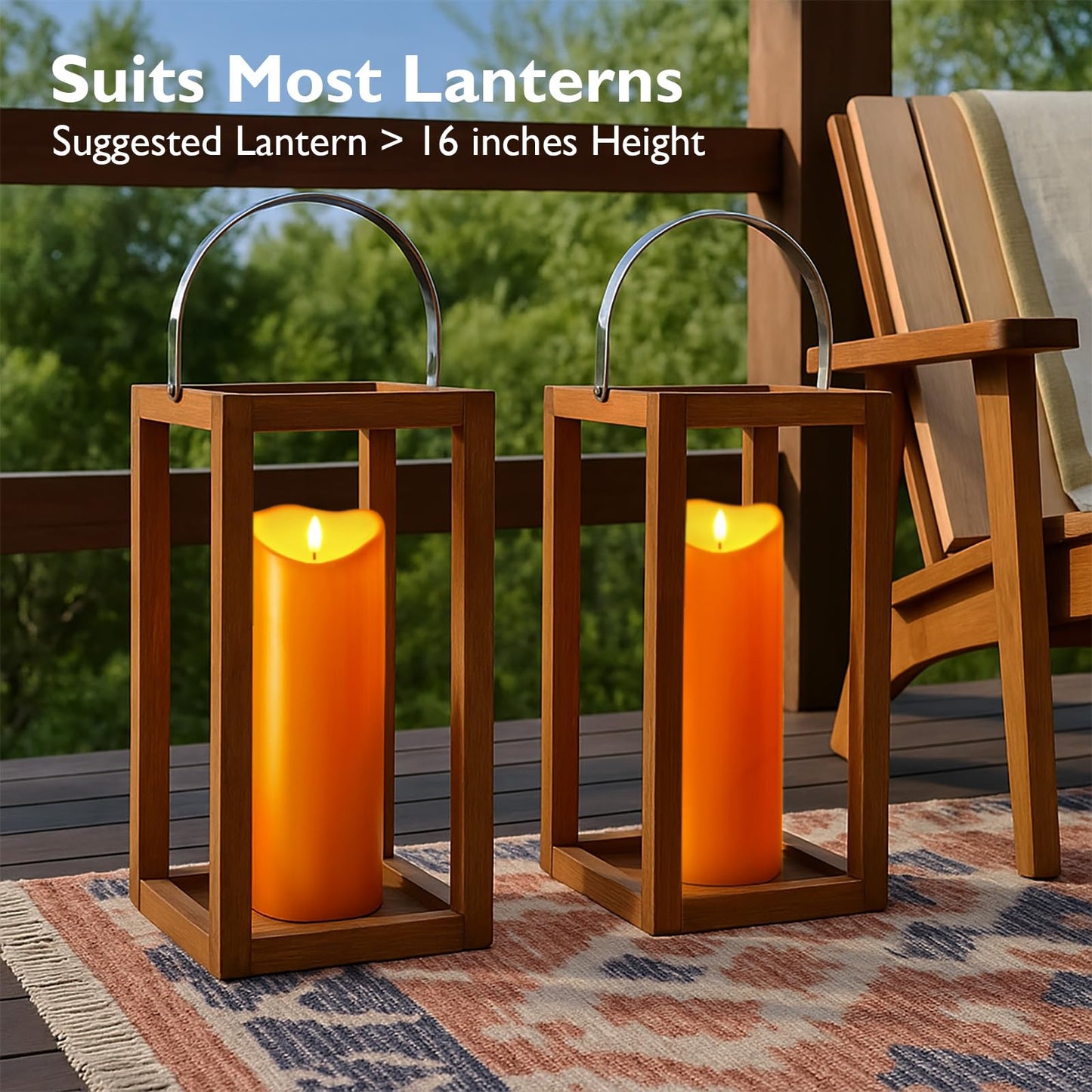 Homemory 4"x12" Halloween Orange Flameless Candles, Fall Candles, Outdoor Waterproof Flameless Candles with Remote and Timers, Battery Operated LED Pillar Candles, Won't Melt Plastic, Set of 2