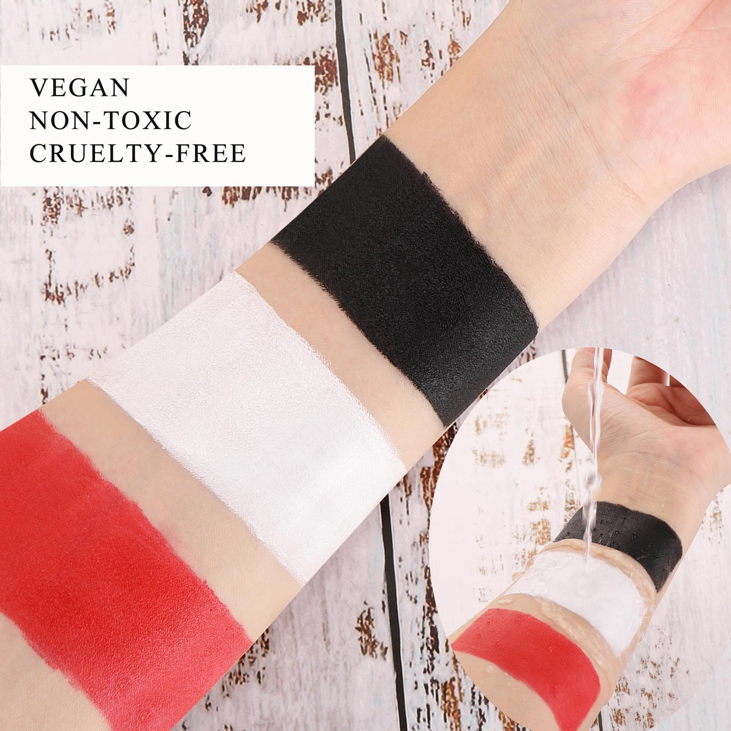 Wismee Clown Makeup Black White Red Cream Face Body Paint Clown Joker Zombie Vampire Skeleton Halloween Costume Fantasy Makeup Fancy Dress Up Cosmetics Set Oil Painting Art (White Red Black)