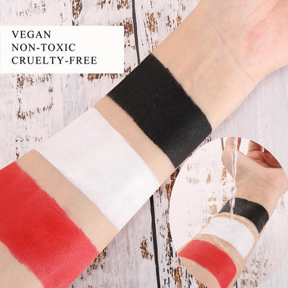 Wismee Clown Makeup Black White Red Cream Face Body Paint Clown Joker Zombie Vampire Skeleton Halloween Costume Fantasy Makeup Fancy Dress Up Cosmetics Set Oil Painting Art (White Red Black)