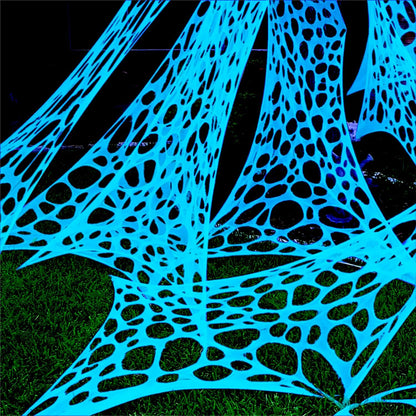 700 Sqft Glow-in-The-Dark Giant Spider Web Halloween Outdoor Decoration, Giant Outdoor Spider Decorations Set, with 3 Blacklight (24FT x 4FT)(White)