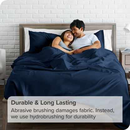 Bare Home Extra Long Flat Sheet - Premium 1800 Ultra-Soft - Hotel Luxury - Double Brushed - Easy Care - 1 Extra Long Flat Sheet Only (Twin/Twin XL, Dark Blue)