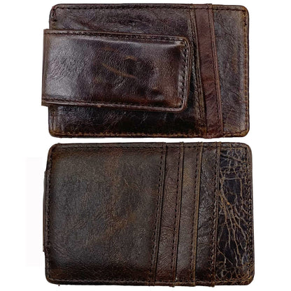 HOPSOOKEN Money Clip RFID Front Pocket Wallet Men Leather Slim Minimalist Wallet (Deep Coffee)