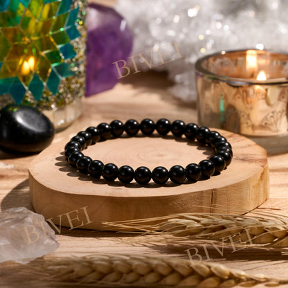 Black Obsidian - Strength - 6mm Beaded Bracelets for Women Handmade Semi Precious Natural Stone Stretch Elastic Jewelry Yoga Protection Gifts Small