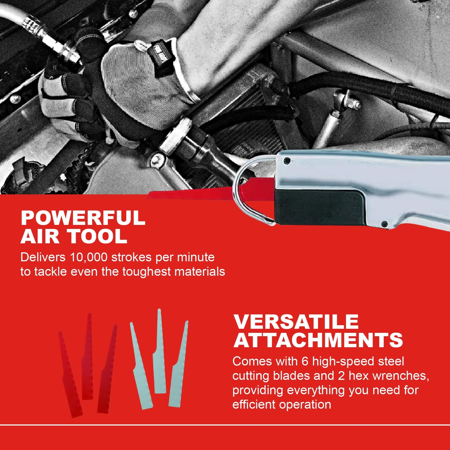Ingersoll Rand 429 Reciprocating Air Saw, 3/8" Stroke Length, 10,000 Strokes per Minute, 1.3 lbs