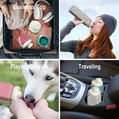 BEAUTAIL Collapsible Water Bottles 20.6oz, Silicone Foldable Portable Travel Water Bottle, Lightweight Reusable Leakproof for Traveling Camping Hiking Cycling Yoga Sports Outdoor, 1 Pack (Dark Blue)