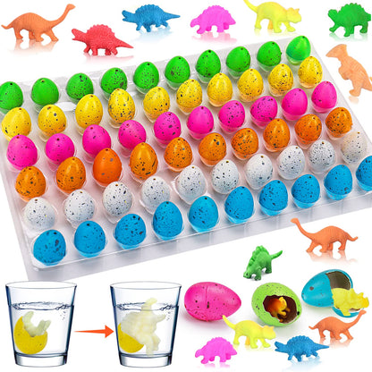 60PCS Small Hatching Dinosaur Eggs for Dinosaur Party Favors Birthday Halloween Goodie Bag Stuffers Classroom Carnival Prizes Bulk Pinata Fillers Novelty Grow in Water Dino Eggs with Toys Inside