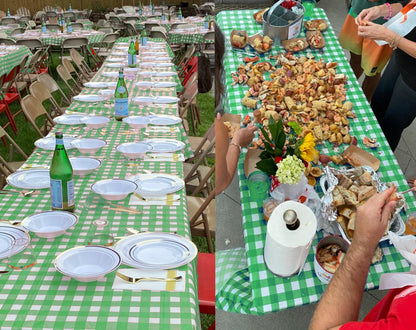 6 Packs Green Gingham CheckeGreen Table Cloth Party | 54x108 inch | Green Plastic isposable Table Cover Party | White Plastic Tablecloth | Party Table Clothes for Parties BBQ Picnic Birthday Wedding