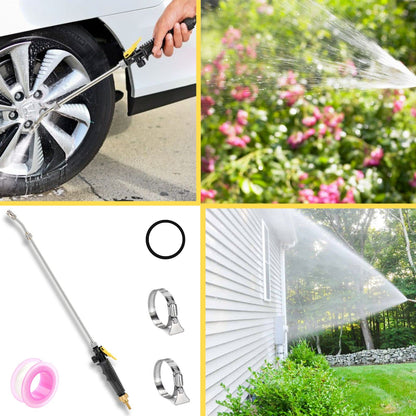 29'' Sprayer Wand Replacement, 1/4" & 3/8" Brass Barb Universal Stainless Sprayer Wand with Shut off Valve, Adjustable Watering Wand with 2 Hose Clamps & 1 Tape