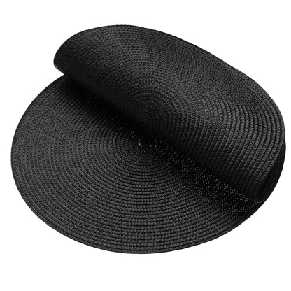 AHHFSMEI Round Braided Placemats 15 Inch Round Table Mats for Dining Tables Natural Woven Heat Resistant Place mats Set of 6 (Black)